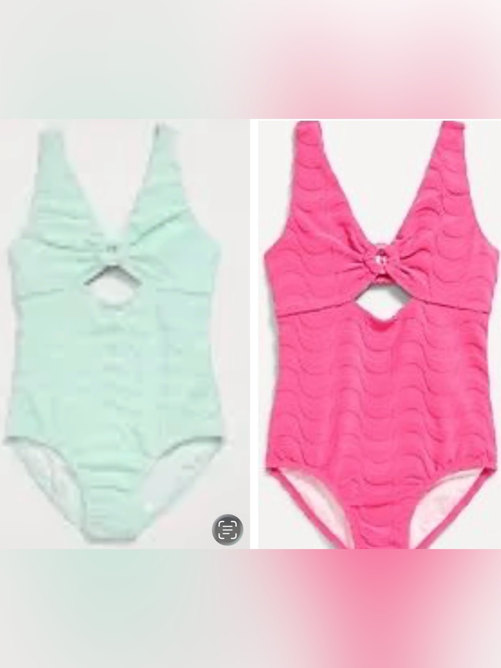 Lot Of 2 NWT Old Navy Girl's Textured Cutout One Piece Swimsuit Mint/pink Xxl